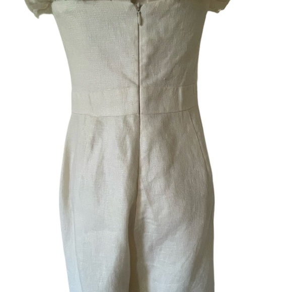 Alexis Eleri Ruffle Strapless Linen Jumpsuit Pantsuit Wide Leg Medium Cream - Picture 3 of 7